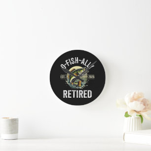 Reloj Redondo Mediano Retirado O-Fish-Ally 2026 Pescador Pesca