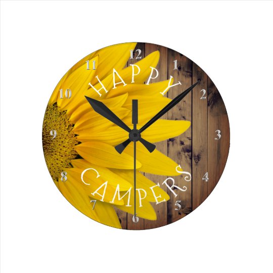 Reloj Redondo Mediano Retiro que acampa del girasol rústico de los
