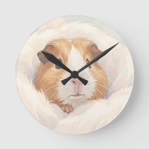 Reloj Redondo Mediano Retrato Adorable de Conejillo de Indias Esponjoso