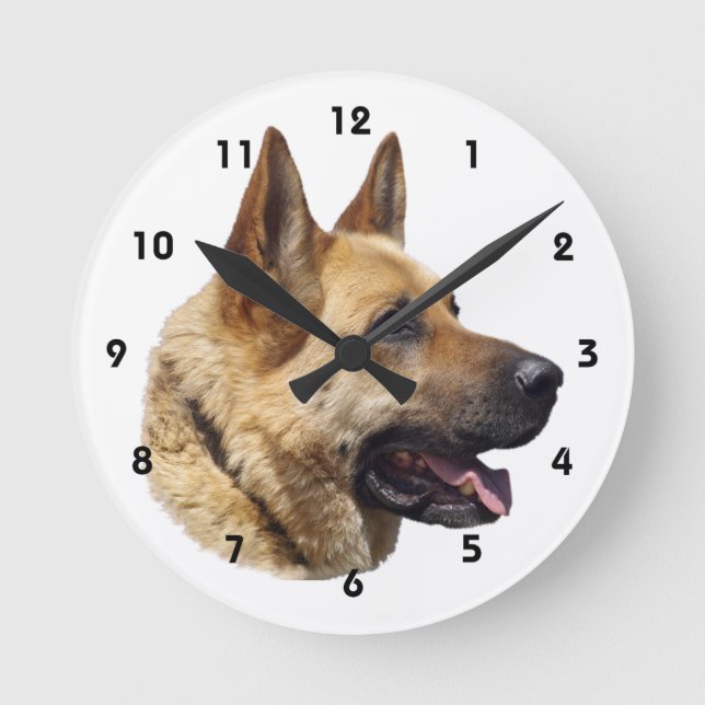 Reloj Redondo Mediano Retrato Alsatian del pastor alemán (Anverso)
