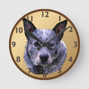 Reloj Redondo Mediano Retrato australiano del perro del ganado