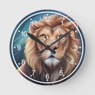 Reloj Redondo Mediano Retrato de arte digital León-56556