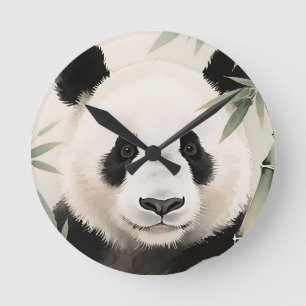 Reloj Redondo Mediano Retrato de bambú de panda gigante