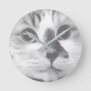Reloj Redondo Mediano Retrato de cierre de gato SUPER CUTE