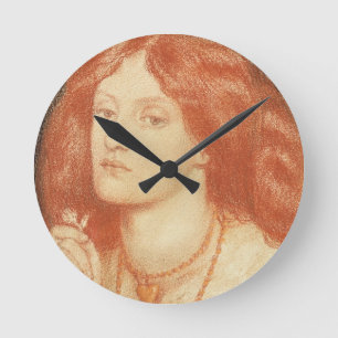 Reloj Redondo Mediano Retrato de Elizabeth Siddal (1834-62), 1860 (rojo