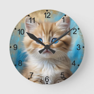 Reloj Redondo Mediano Retrato de gato adorable