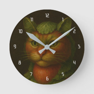 Reloj Redondo Mediano Retrato de gato renacentista