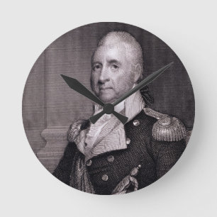 Reloj Redondo Mediano Retrato de general importante Juan Brooks, grabado
