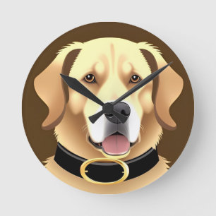 Reloj Redondo Mediano Retrato de Golden Retriever