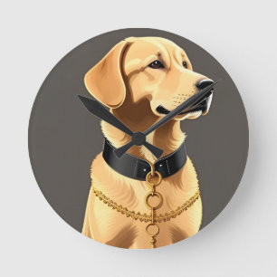 Reloj Redondo Mediano Retrato de Golden Retriever 