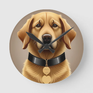 Reloj Redondo Mediano retrato de Golden Retriever