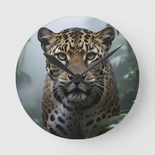 Reloj Redondo Mediano Retrato de jaguar en la selva