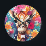 Reloj Redondo Mediano Retrato de jirafa floral 9320<br><div class="desc">Retrato de jirafa floral 9320</div>