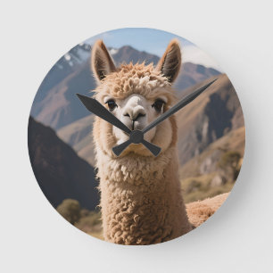 Reloj Redondo Mediano Retrato de la montaña de la llama curiosa