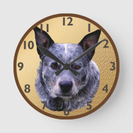 Reloj Redondo Mediano Retrato de perro de ganado vacuno australiano