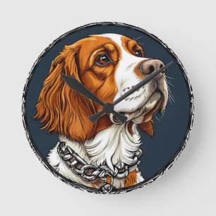 Reloj Redondo Mediano Retrato de perro que enfatiza el detalle
