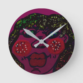 Reloj Redondo Mediano Retrato de Personaje de Dibujos Animados Afroameri
