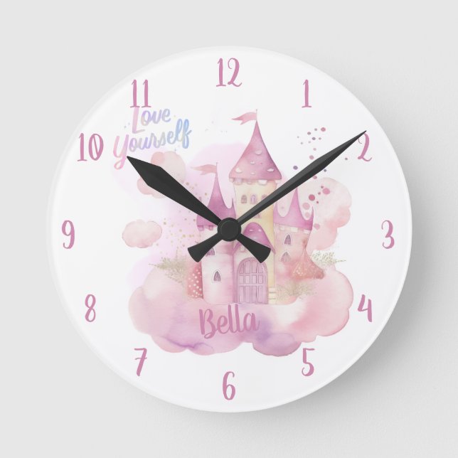 Reloj Redondo Mediano Retrato de personalizable de amor propio (Anverso)