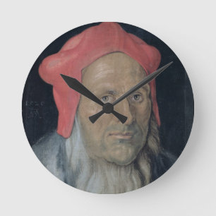 Reloj Redondo Mediano Retrato de un hombre barbudo en Red Hat, 1520