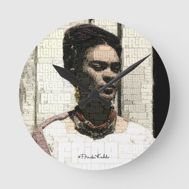 Reloj Redondo Mediano Retrato textil de Frida Kahlo (Anverso)
