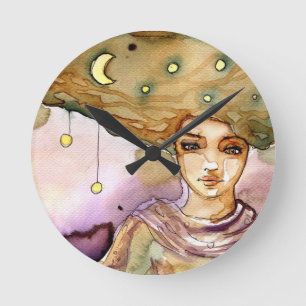 Reloj Redondo Mediano Retrato y mujer abstractos del bonito