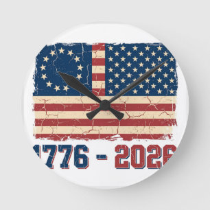 Reloj Redondo Mediano Retro Betsy Ross y bandera de 50 estrellas 2026 Se