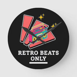 Reloj Redondo Mediano Retro Boombox 80s 90s Música Vintage Ritmos