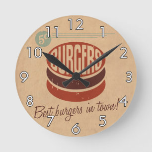 Reloj Redondo Mediano Retro Burger