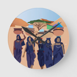 Reloj Redondo Mediano Retro de cosecha colorida con encaje y flores