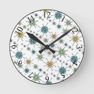 Reloj Redondo Mediano Retro Hipster Space Age Atomic Starburst