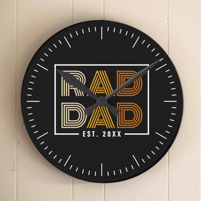 Reloj Redondo Mediano Retro Rad Dad (Retro Rad Dad Round Clock)