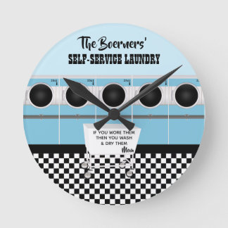 Reloj Redondo Mediano Retro Self-service Laundry They Do The Work