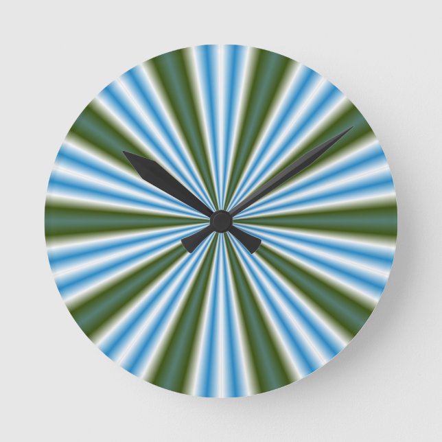 Reloj Redondo Mediano Retro Stripey Sun Burst Abstract Art (Anverso)