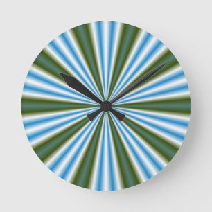 Reloj Redondo Mediano Retro Stripey Sun Burst Abstract Art