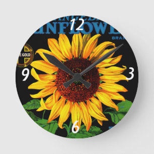 Reloj Redondo Mediano Retro Sunflower  Wall Clock