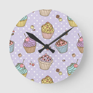 Reloj Redondo Mediano Retro Sweets Pattern