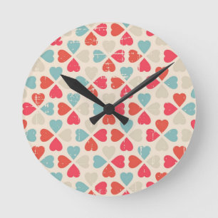 Reloj Redondo Mediano Retro Valentine's Day Pattern