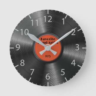 Reloj Redondo Mediano Retro Vinyl Grabar música de banda favorita