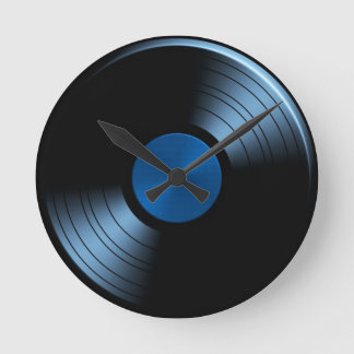 Reloj Redondo Mediano Retro Vinyl Record Album in Blue