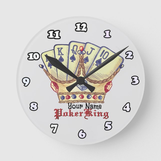 Reloj Redondo Mediano Rey del Poker  (Anverso)