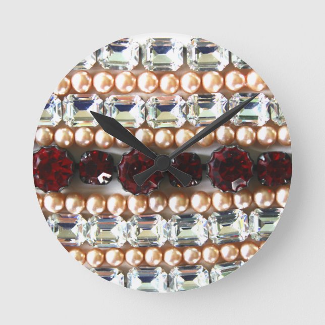 Reloj Redondo Mediano Rhinestones and pearls - vintage jewelry (Anverso)