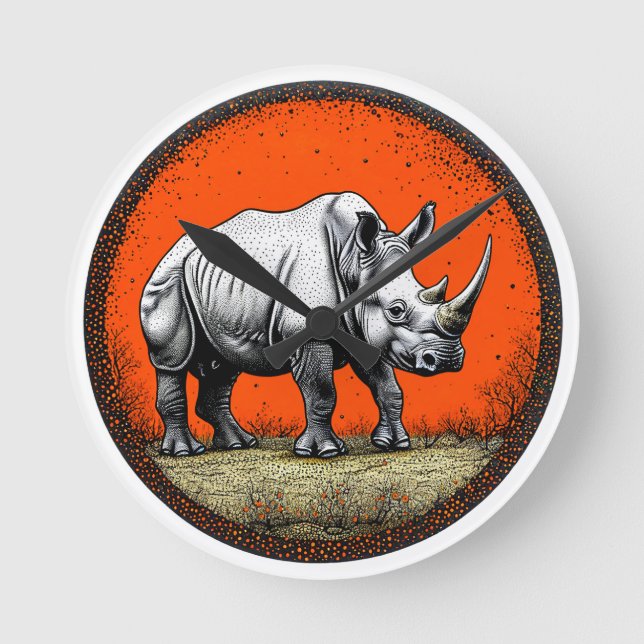 Reloj Redondo Mediano Rhinoceros (Anverso)