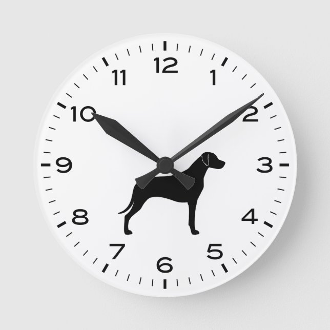 Reloj Redondo Mediano Rhodesian Ridgeback Dog Silhouette (Anverso)