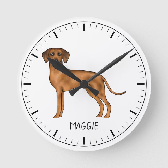 Reloj Redondo Mediano Rhodesian Ridgeback Perro León Marrón Lindo Con No (Anverso)