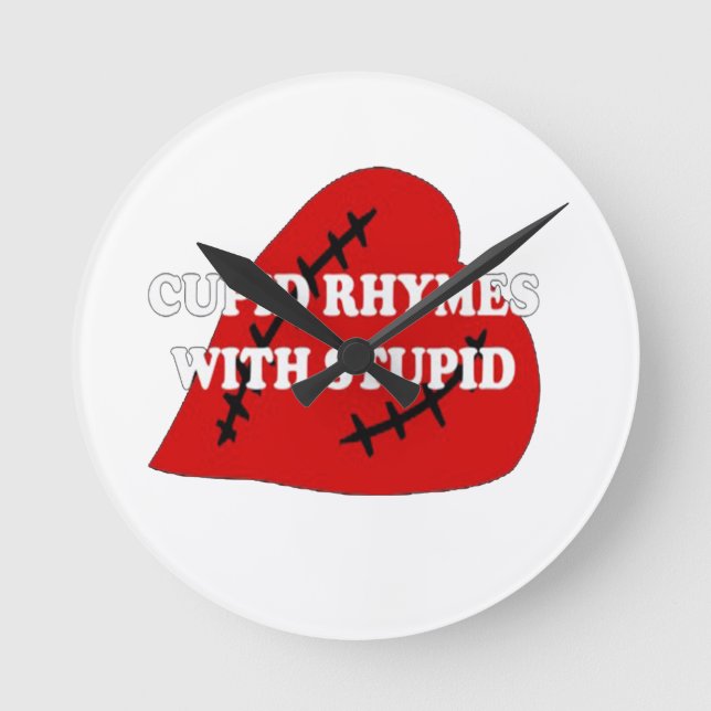 Reloj Redondo Mediano Rhymes Cupido Con Estúpido (Anverso)