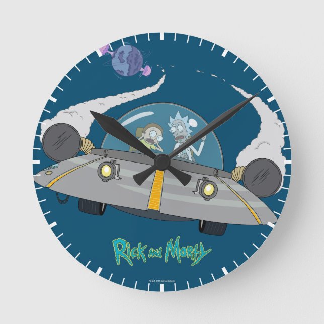 Reloj Redondo Mediano RICK AND MORTY™ | Despegar En Buques Espaciales (Anverso)