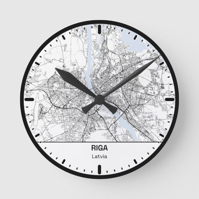 Reloj Redondo Mediano Riga Clock City Line Art (Anverso)