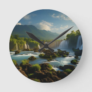 Reloj Redondo Mediano Río de la montaña en el bosque