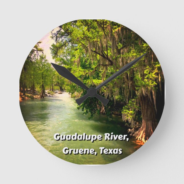 Reloj Redondo Mediano Río Guadalupe en Gruene, acuarela de Texas (Anverso)