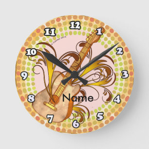 Reloj Redondo Mediano Ritmo de Guitarra